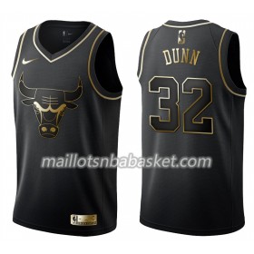 Maillot Homme Chicago Bulls Kris Dunn 32 Nike Noir Gold Edition Swingman